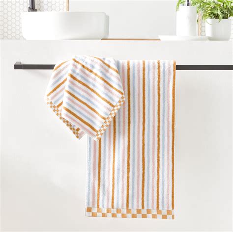 lottie stripe mustard multi towel range bathroom adairs