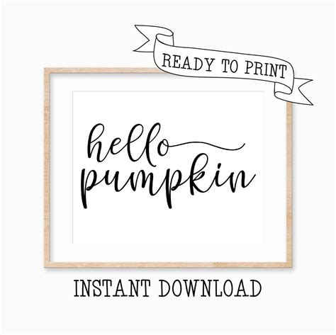 Hello Pumpkin Printable Instant Download Fall Print Thanksgiving