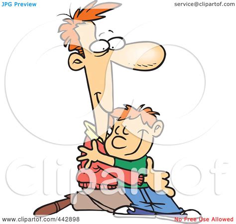 Royalty Free Rf Clip Art Illustration Of A Cartoon Father Kneeling To