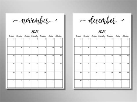 2023 Monthly Calendar Printable Pdf Digital Goodnotes 5 Etsy Uk