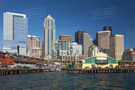 Wa Seattle Seattle Skyline From Elliott Bay Stock Photo Dissolve