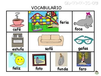 SPANISH VOCABULARY FA FE FI FO FU And Worksheets Practices By AlfaClips