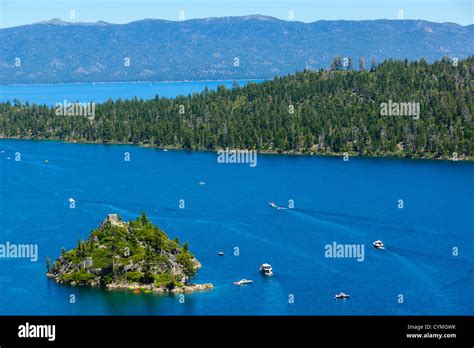 Lake Tahoe Emerald Bay With Fannette Island Stock Photo Alamy
