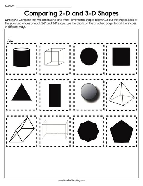 Comparing 2d And 3d Shapes Worksheet Have Fun Teaching Shapes