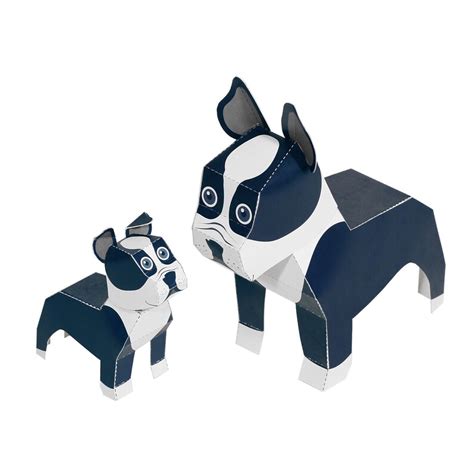 Maxi Boston Terrier Paper Toys Diy Paper Craft Kit 3d Etsy