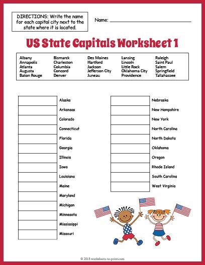 States And Capitals Practice Whats That State 1 Worksheets