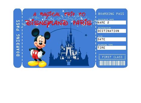 Billet Imprimable Pour La Carte Dembarquement De Disneyland Paris