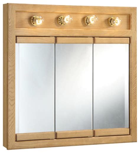 You may found another 48 medicine cabinet with lights better design concepts. Richland 30" 4-Light Tri-view Medicine Cabinet Nutmeg Oak ...