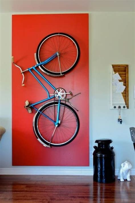 This piece of wall decor is constructed of wood and metal, easily hung, and will grab much. 40 Adorable Hanging Bicycle Design Ideas On The Wall To ...