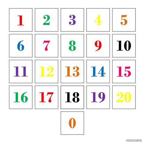 Downloadable number flash cards printable