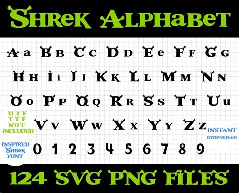 Shrek Font Png Shrek Font Shrek Shrek Alphabet Shrek Etsy