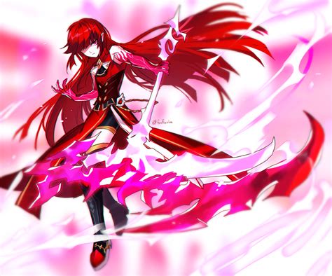 Anime Girl With Red Hair And Scythe