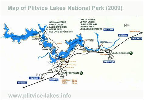 Map Of Plitvice Lakes National Park 2009 Plitvice Lakes