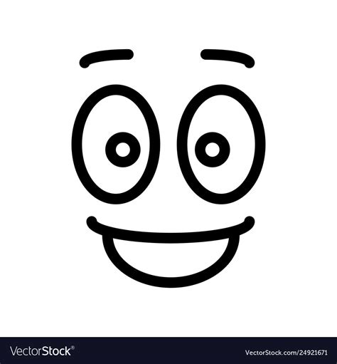 Satisfied Glad Smiley Face Emoticon Line Art Icon Vector Image