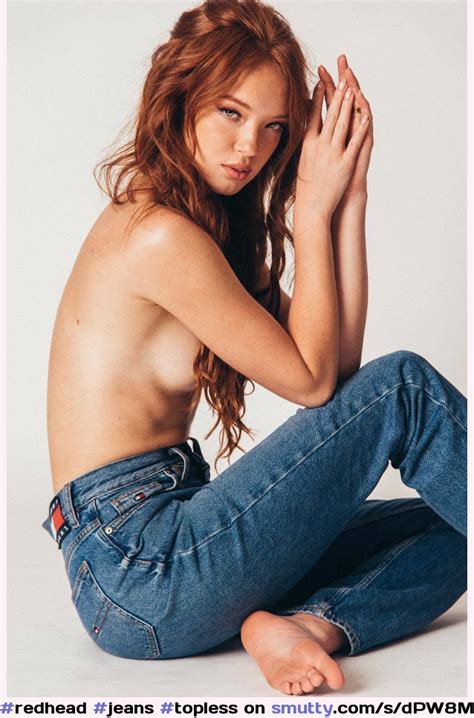 Redhead Jeans Topless Perkytits Sideboob Freckles Eyecontact Naturalbeauty