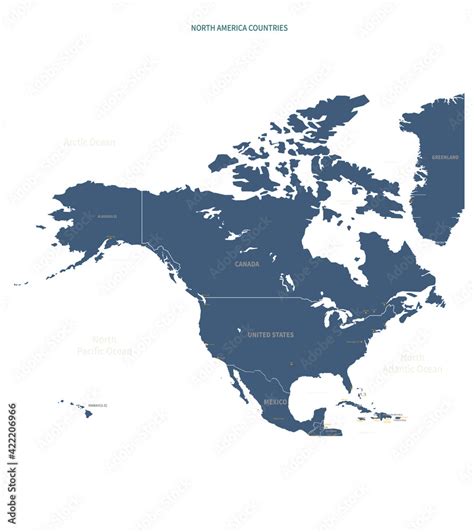 A Detailed Map Of North America North America Map Vector With Country
