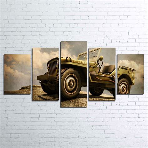 Willys Military Jeep Canvas Set Legendary Wall Art