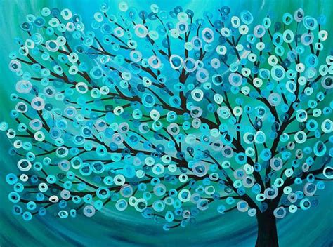 Teal Turquoise Tree By Louise Mead From