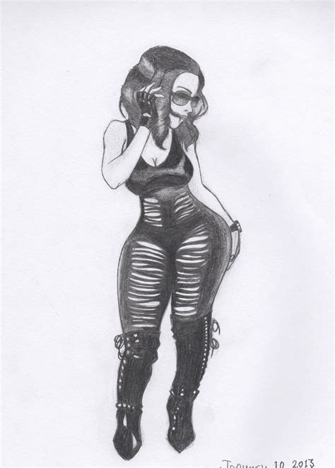 Pencil Drawing Of A Thick Sexy Female With Wide Hi By Kanthonye On