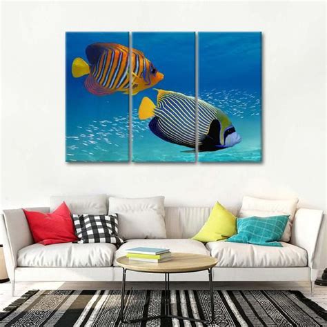 Ocean Fish Multi Panel Canvas Wall Art In 2021 Aquatic Wall Art Wall