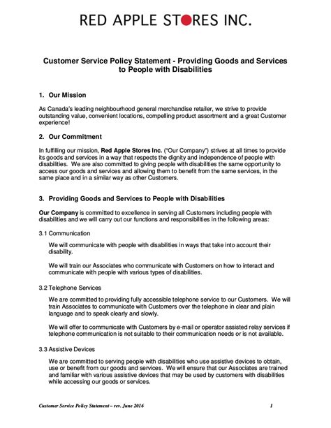 Customer Service Policy Template