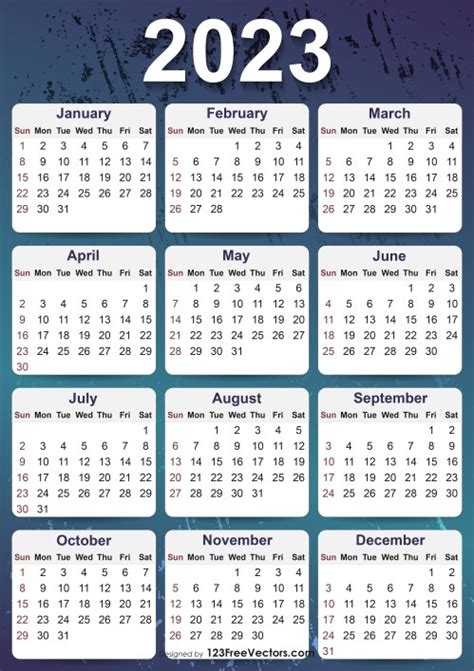 Free 2023 Yearly Calendar Template