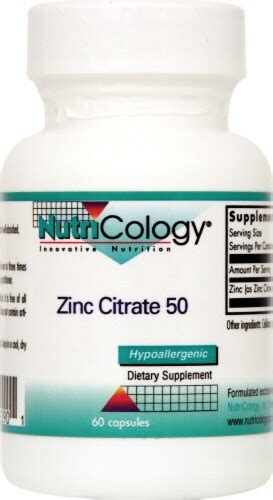 Nutricology Zinc Citrate 50 60 Vegetarian Capsules Harris Teeter