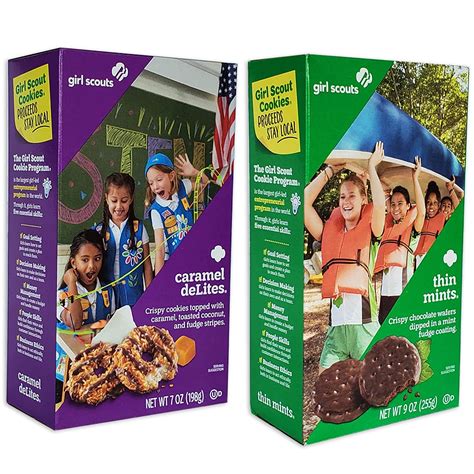 Amazon Com Girl Scout Cookies Thin Mints And Caramel De Lites Box Of Each Grocery