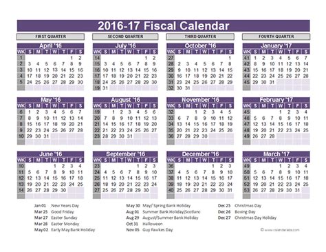 2016 Fiscal Year Calendar Uk 03 Free Printable Templates