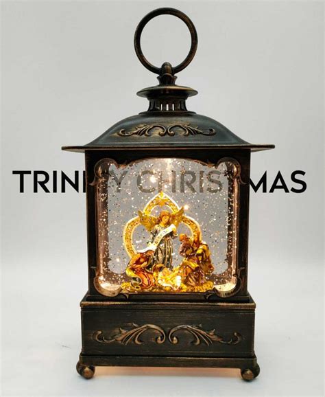 Nativity Scene Snow Globe Lantern Trinity Christmas