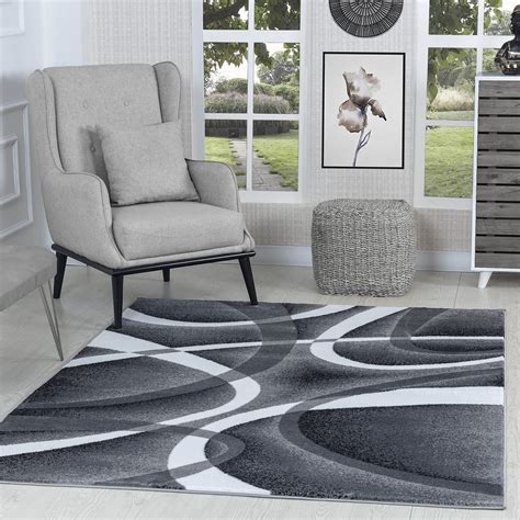 Glory Rugs Modern Large Area Rug 8x10 Gray Swirls Carpet Bedroom Living