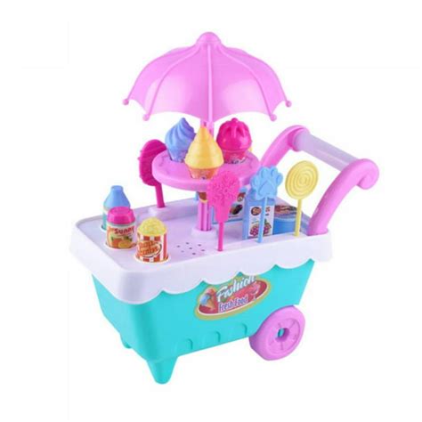 Mini Ice Cream Cart 16 Piece Toy Ice Cream Stand And Pretend Play
