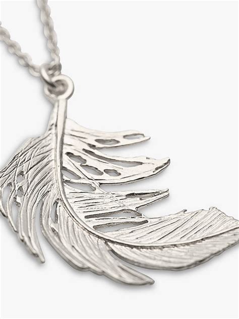 Like a feather dipped in gold. Alex Monroe Big Single Feather Necklace, Silver at John ...