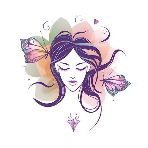 Premium Ai Image Beautiful Girl With Butterfly In Her Hair Hand Drawn Vector Illustration