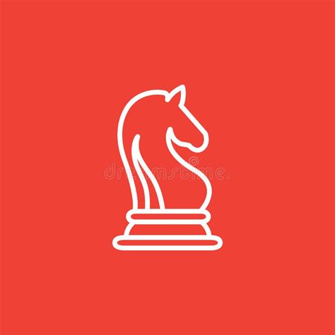 Chess Knight Icon On Red Background Red Flat Style Vector Illustration