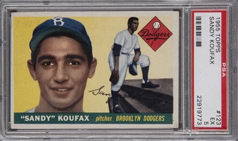 Found in my husband's childhood desk when since this card is so old, i would also recommend putting it in hard plastic that is also available at card collecting stores. Lot Detail - 1955 Topps #123 Sandy Koufax Rookie Card - PSA EX 5