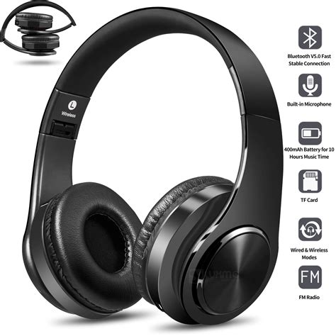 Bluetooth Headphones Over Ear Hi Fi Stereo Wireless Foldable Headset