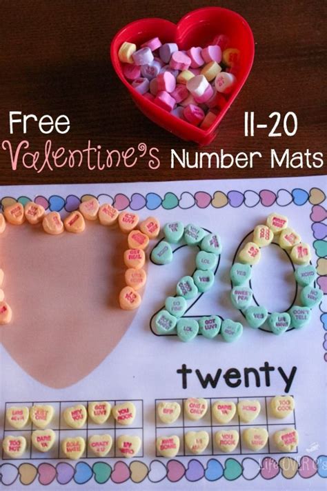 Free Valentines Day Number Mats For 11 20 Kindergarten Valentines