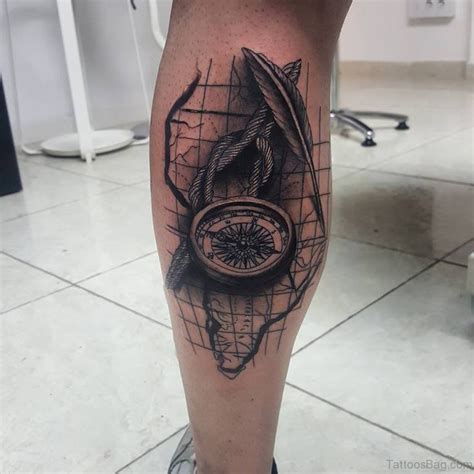 41 Stylish Compass Tattoos For Leg