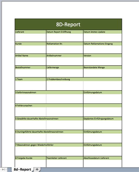 Mit der profi bautagesberichte app von baumaster schreiben sie bauberichte (oder wochenberichte) bequem übers handy oder tablet. 8D-Report mit einer Excel-Vorlage | Excel Vorlagen für jeden Zweck