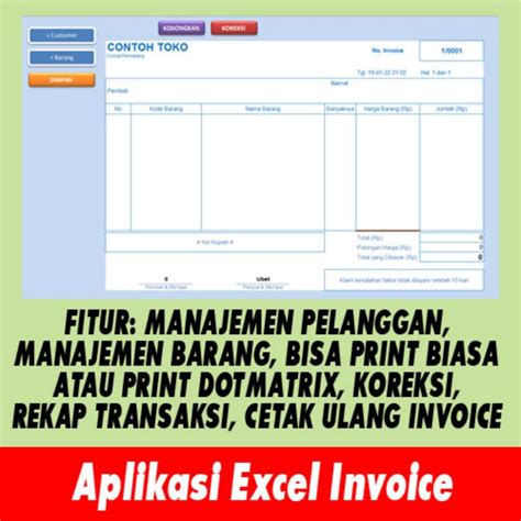 Jual APLIKASI INVOICE TOKO EXCEL Bisa Simpan History Cetak Ulang Laporan Transaksi Stok