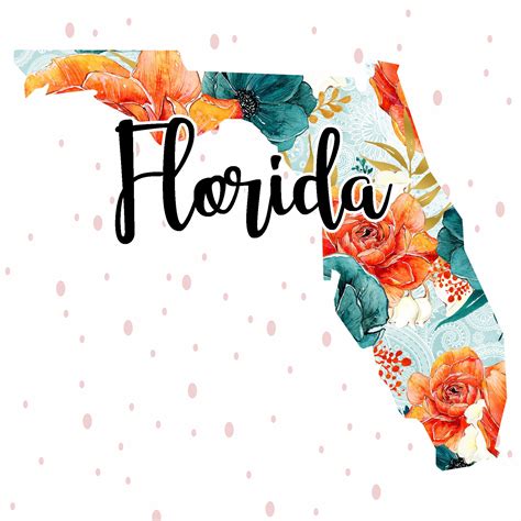 Florida State Floral Png Florida Clip Art Floral Png Sublimation