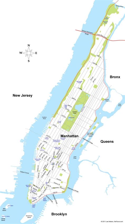 A Ilha De Manhattan Mapa Mapa Da Ilha De Manhattan Nova York Eua