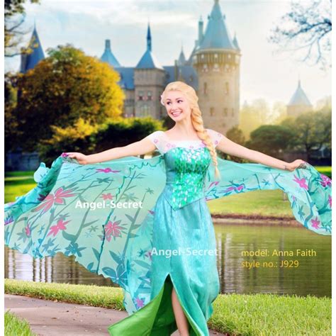 J929 New Frozen Fever Elsa Green Dress Whole Set