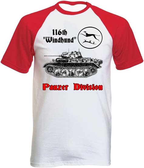 Teesquare St Th Windhund Panzer Division Tshirt Con Manga Corta Roja
