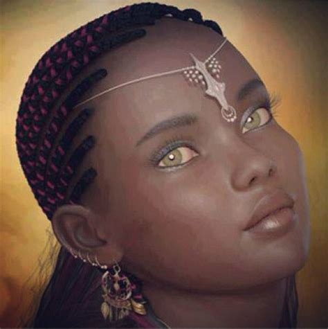 Fine Art Painting Nuba Egypt Nubian Beauty Cute Nubian Girl Rare Pearls Nubian Queen