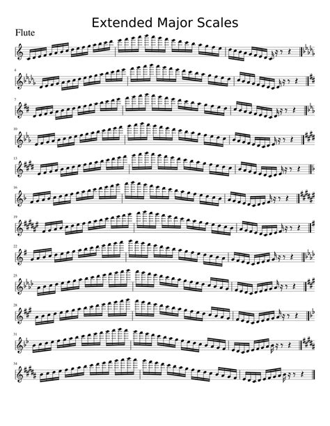 Flute Extended Major Scales Sheet Music For Piano Download Free In Pdf Or Midi