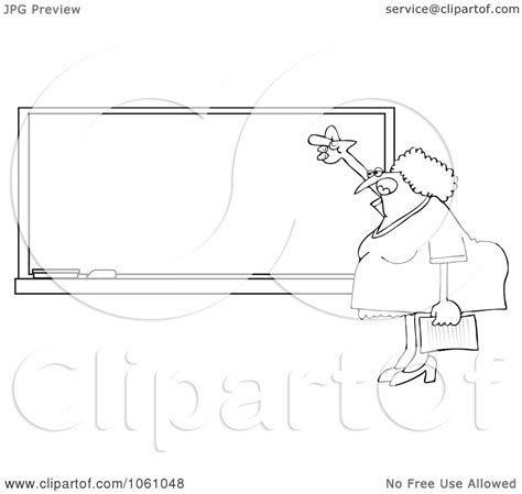 Royalty Free Vector Clip Art Illustration Of A Coloring Page Outline Of A Chubby Female Teacher