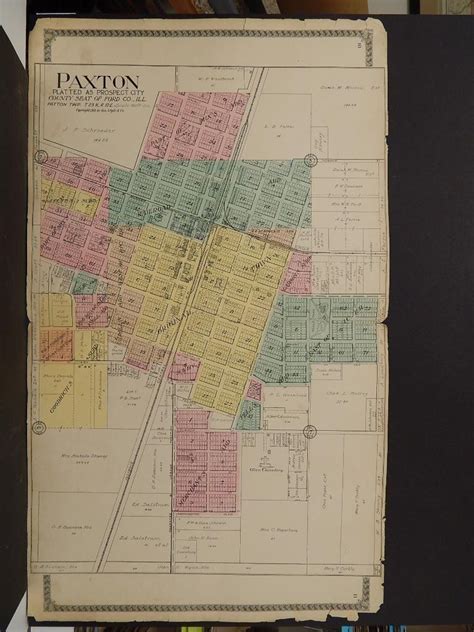 Illinois Ford County Map 1916 Paxton Double Page J1181 1877422531