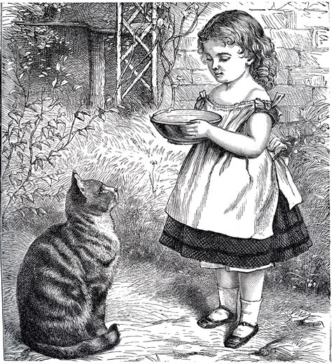 Public Domain Download Girl With Cat Sweet The Graphics Fairy